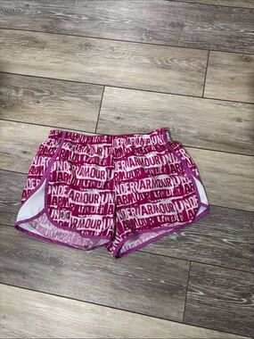 Under Armour Women's Magenta All-Over Logo Athletic Shorts